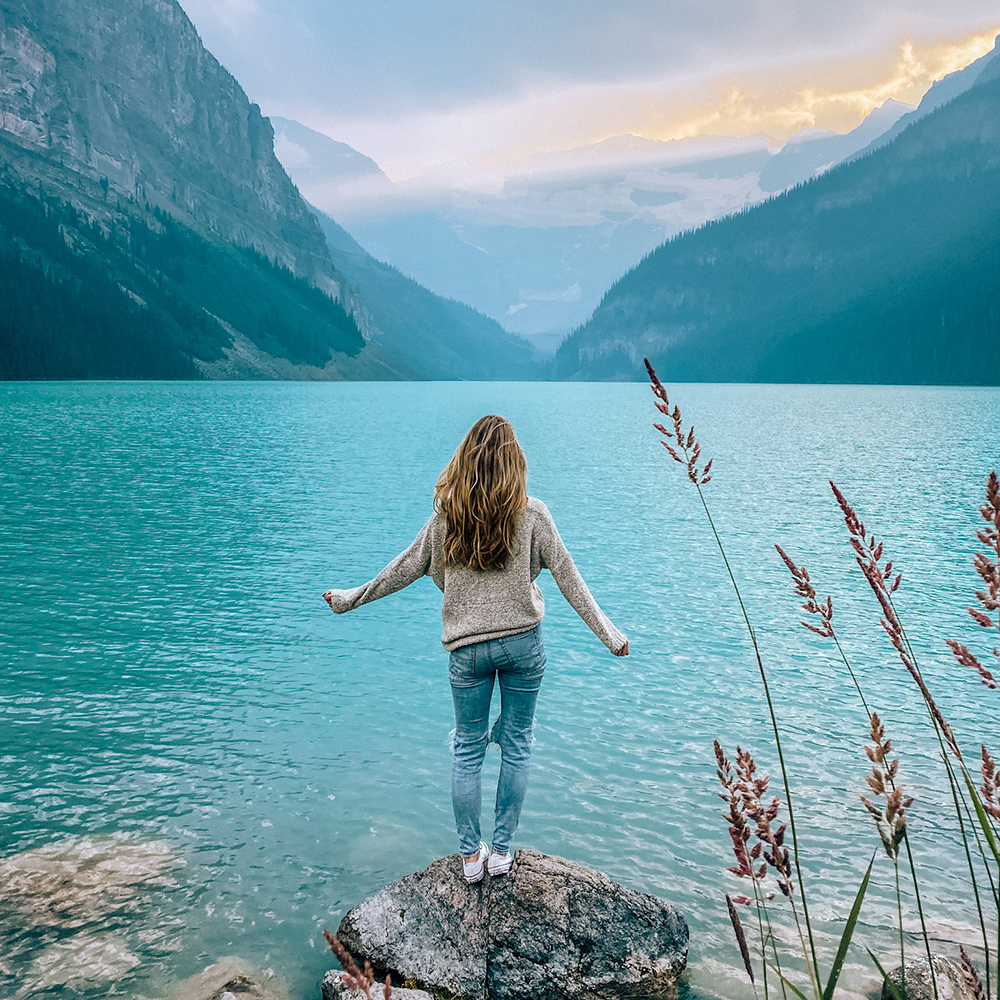Lake Louise moody sunset
